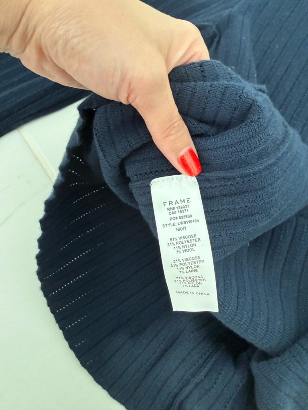 Frame Blue Ribbed Crewneck Sweater - Picture 4 of 4